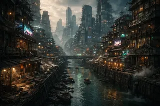 Udhafa, the Maan canal-city, its dead Iru towers rising over the canal-blocks.